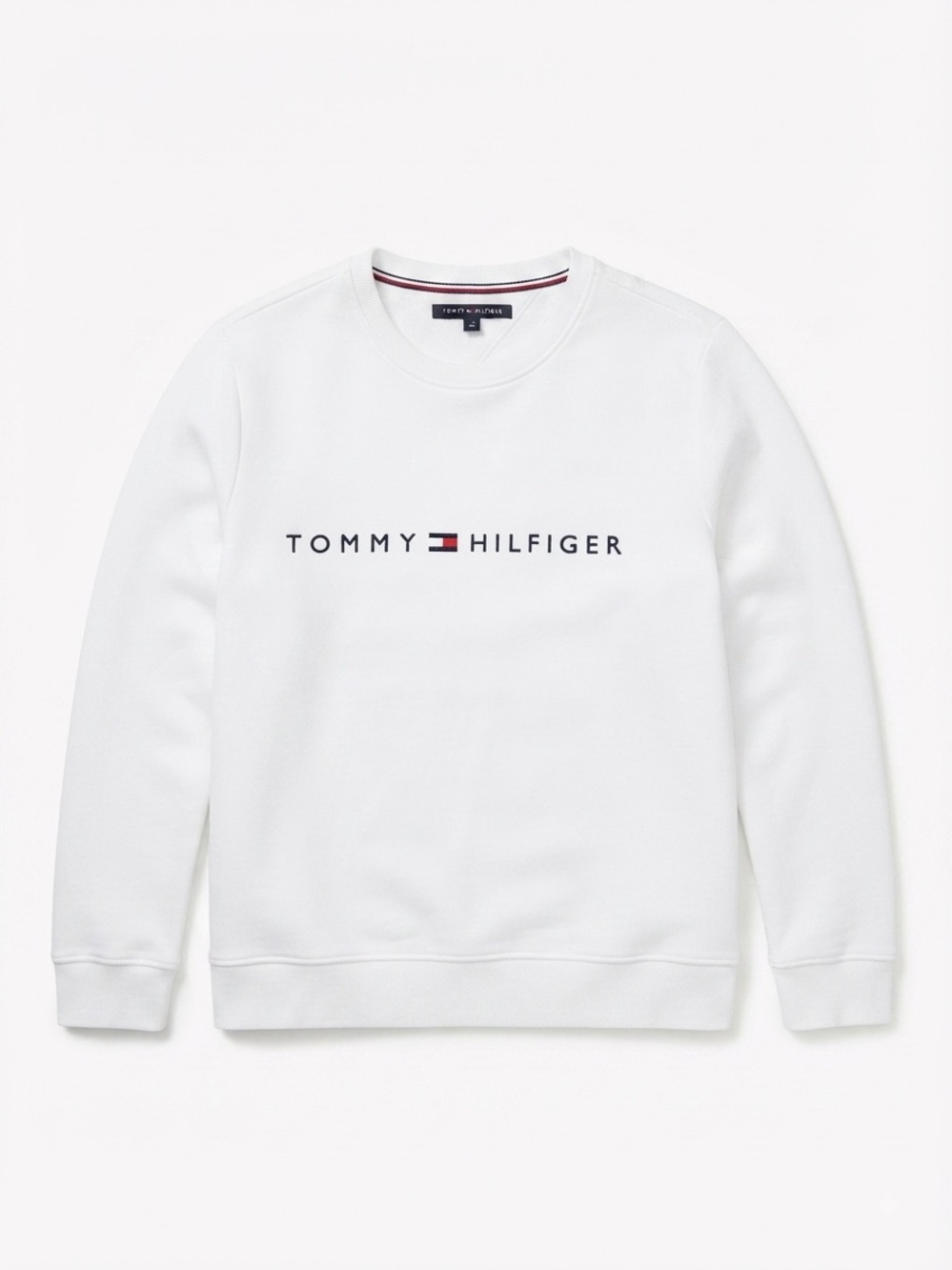 Tommy Hilfiger White Crewneck Sweatshirt Logo Size L
